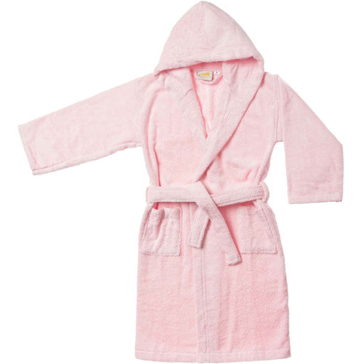 Cotton Terry Bath Robe Unisex Kids Hooded Bathrobe  - Pink