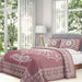 Traditional Medallion Cotton Blend Woven Jacquard Bedspread Set - Berry Red