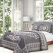 Traditional Medallion Cotton Blend Woven Jacquard Bedspread Set - Charcoal