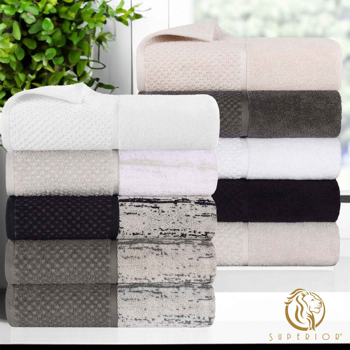 Lodie Cotton Plush Soft Absorbent Jacquard Solid 3 Piece Towel Set 