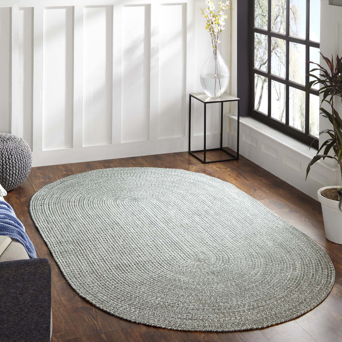 Reversible Braided Area Rug Two Tone Indoor Outdoor Rugs - Lagoon Breeze/White