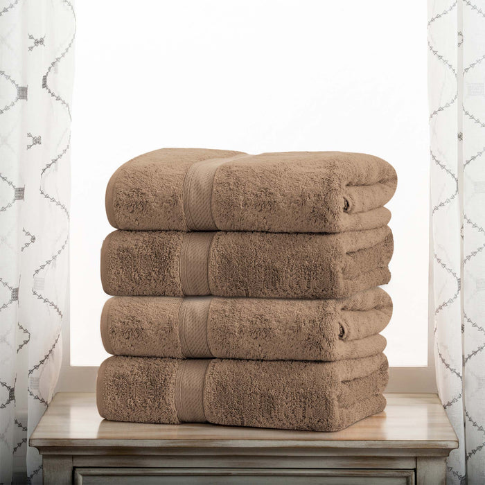 Egyptian Cotton Pile Plush Heavyweight Soft 4 Piece Bath Towel Set