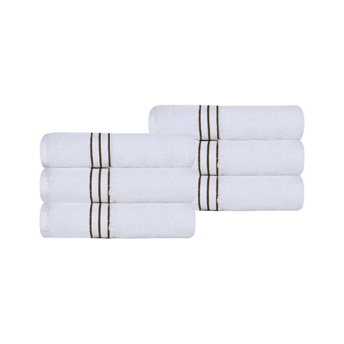 Turkish Cotton Ultra-Plush Solid 6 Piece Highly Absorbent Hand Towel Set - White/Latte
