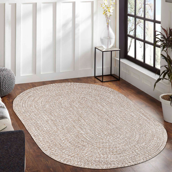 Reversible Braided Area Rug Two Tone Indoor Outdoor Rugs