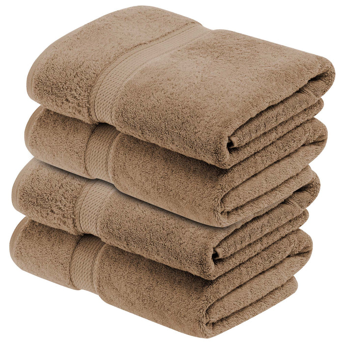 Egyptian Cotton Plush Heavyweight Absorbent Bath Towel Set of 4 - Latte