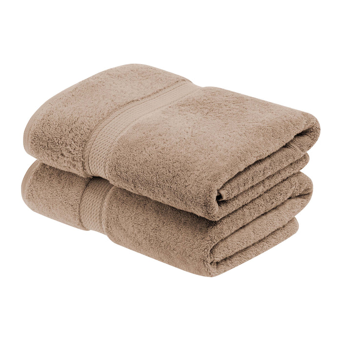 Egyptian Cotton Pile Plush Heavyweight Bath Towel Set of 2 - Latte