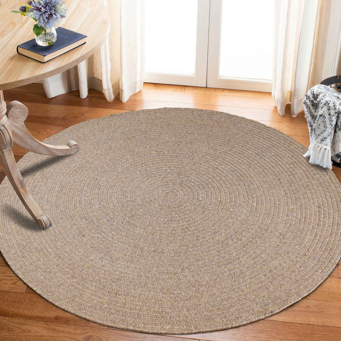 Bohemian Indoor Outdoor Rugs Solid Braided Round Area Rug - Latte