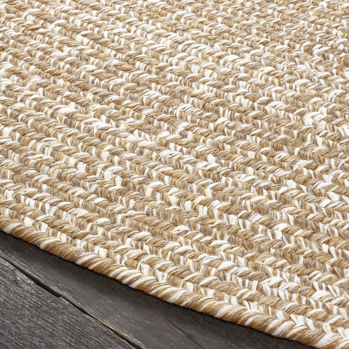 Reversible Braided Area Rug Two Tone Indoor Outdoor Rugs - Latte/White