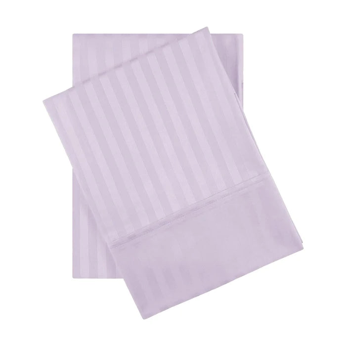 Egyptian Cotton 600 Thread Count 2 Piece Striped Pillowcase Set - Lavender