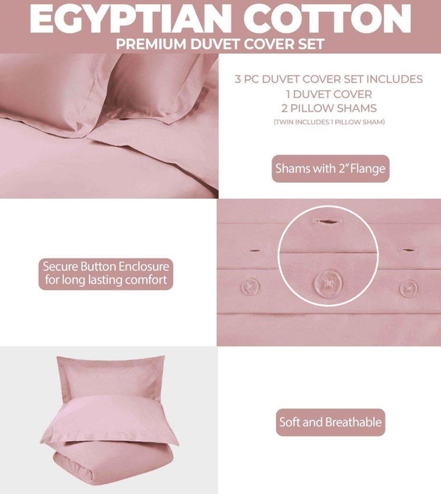 Egyptian Cotton 300 Thread Count Solid Duvet Cover Set - Lavender