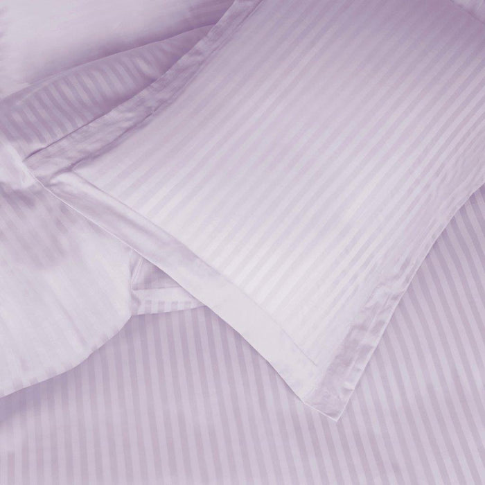 Egyptian Cotton 600 Thread Count Striped Duvet Cover Set - Lavender