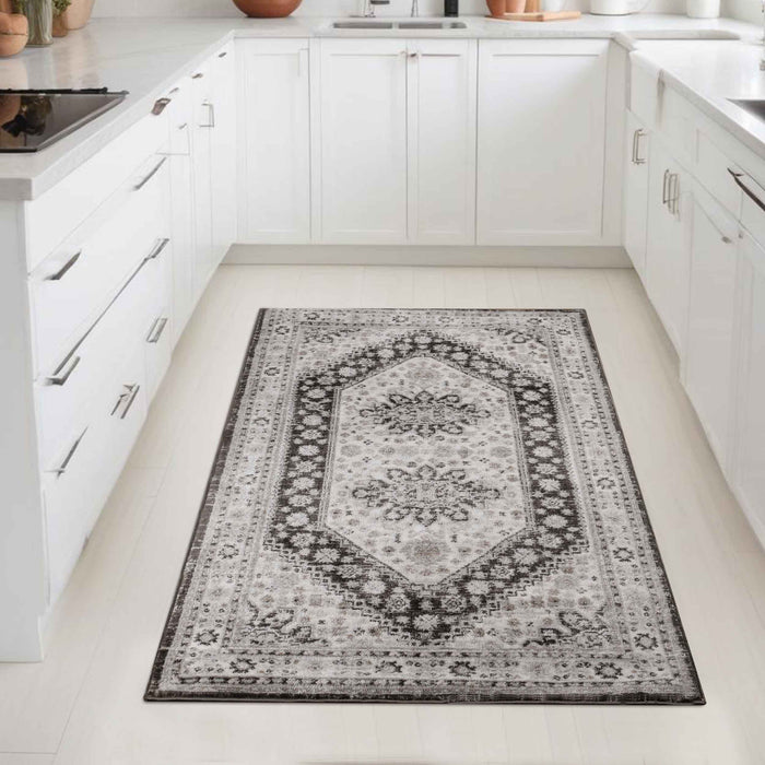 Layland Classic Medallion Traditional Indoor Area Rug or Runner - Charcoal