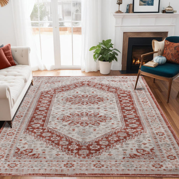 Layland Classic Medallion Traditional Indoor Area Rug or Runner - Rust