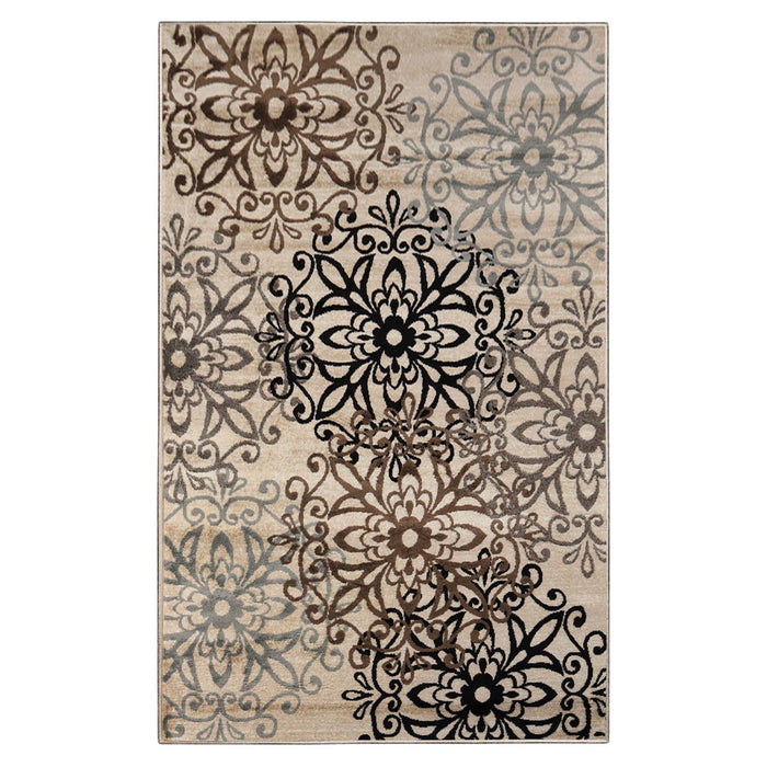 Leigh Non-Slip Modern Floral Medallion Indoor Area Rug Or Runner Rug