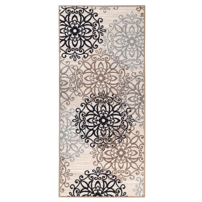 Leigh Non-Slip Modern Floral Medallion Indoor Area Rug Or Runner Rug