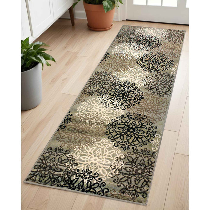 Leigh Traditional Floral Scroll Indoor Area Rugs or Runner Rug - Blue