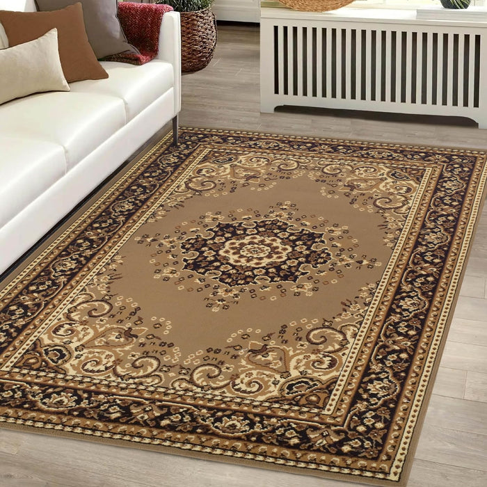 Leopold Formal Medallion Indoor Area Rug Or Runner Rug - Brown