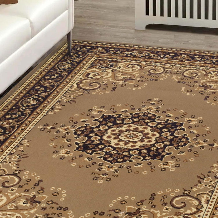 Leopold Formal Medallion Indoor Area Rug Or Runner Rug - Brown