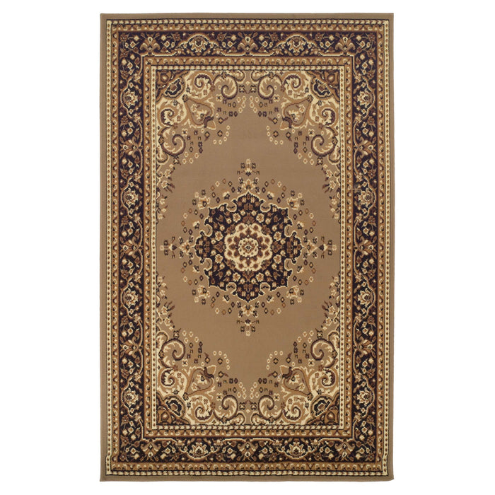 Leopold Formal Medallion Indoor Area Rug Or Runner Rug - Brown