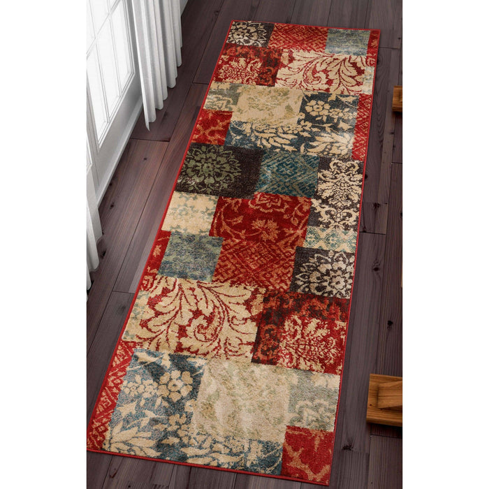 Kennicot Elegant Floral Patchwork Indoor Area Rug or Runner Rug