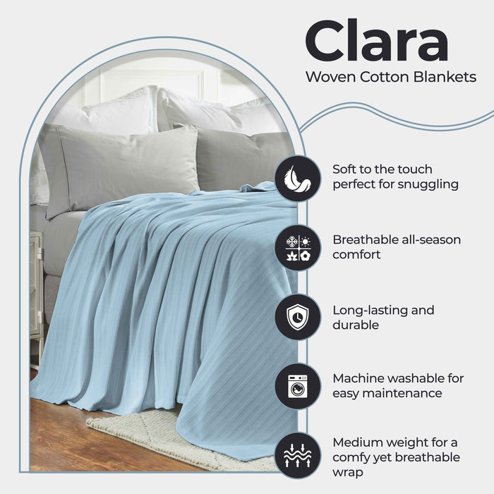Clara Cotton Textured Striped Lightweight Woven Blanket