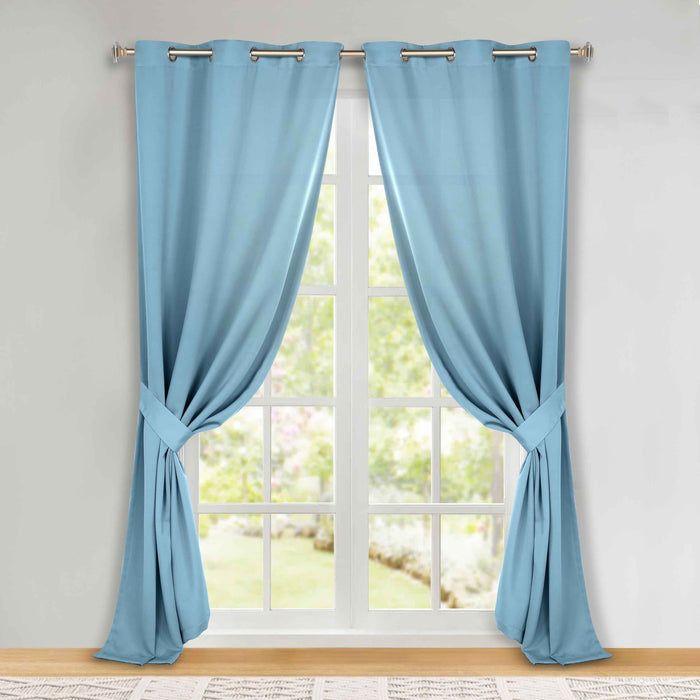 Solid Machine Washable Room Darkening Blackout Curtains, Set of 2