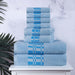 Larissa Cotton Geometric Embroidered Border 8-Piece Assorted Towel Set - LightBlue