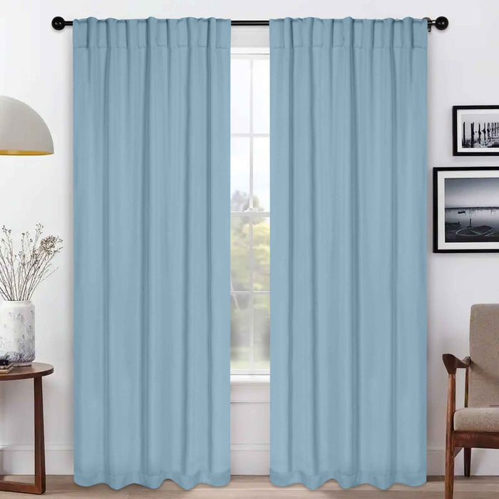 Solid Room Darkening Blackout Curtains with Back Tabs, Set of 2