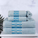 Larissa Cotton Geometric Embroidered Border 6-Piece Assorted Towel Set - LightBlue