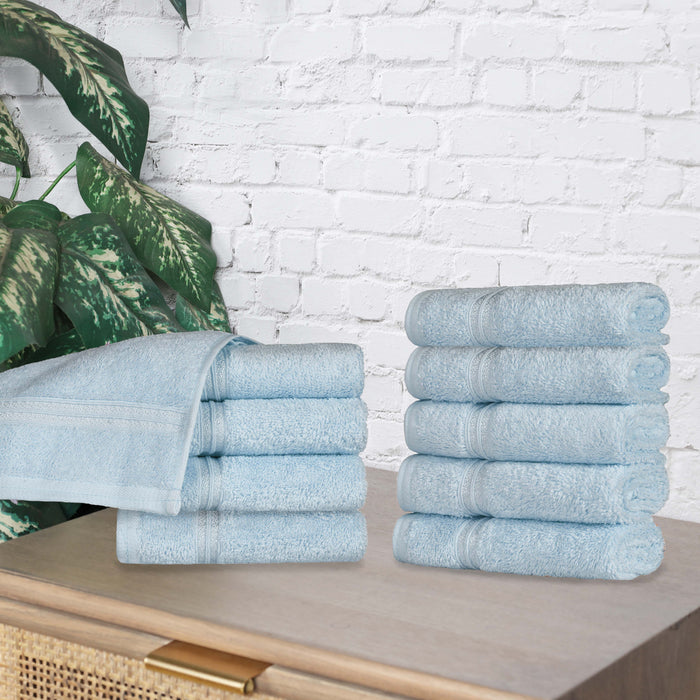 Heritage Egyptian Cotton 10 Piece Face Towel Set - Light Blue