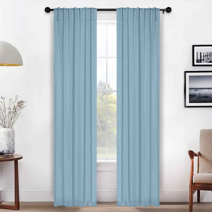 Solid Room Darkening Back Tabs Blackout Curtains, Set of 2