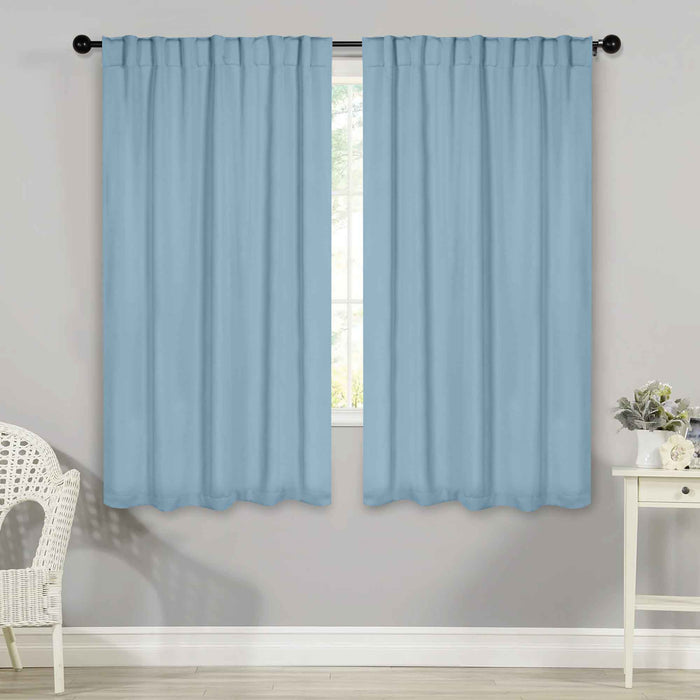 Solid Room Darkening Blackout Curtains with Back Tabs, Set of 2