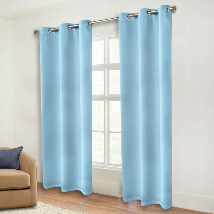 Solid Machine Washable Room Darkening Blackout Curtains, Set of 2