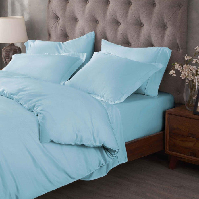 Egyptian Cotton 400 Thread Count Solid Duvet Cover Set - LightBlue