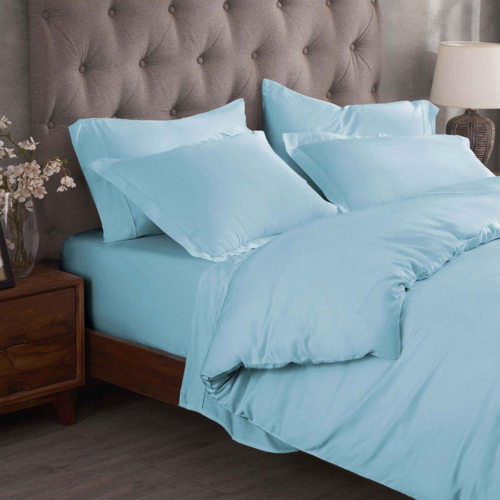 Egyptian Cotton 300 Thread Count Solid Duvet Cover Set - LightBlue