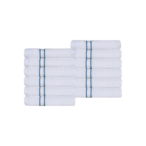 Turkish Cotton Ultra-Plush Absorbent Solid 12-Piece Face Towel Set - LighTBlue