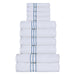 Turkish Cotton Ultra-Plush Solid 10-Piece Highly Absorbent Towel Set - White/Light Blue