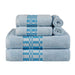 Larissa Cotton Geometric Embroidered Border 6-Piece Assorted Towel Set - LightBlue