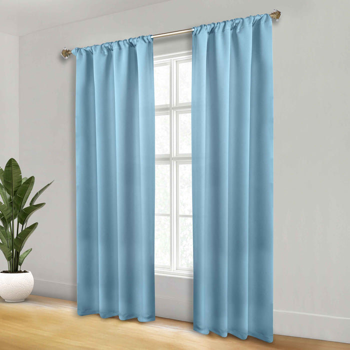 Solid Machine Washable Room Darkening Blackout Curtains, Set of 2