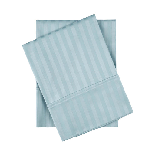 Egyptian Cotton 300 Thread Count 2 Piece Striped Pillowcase Set - Light Blue