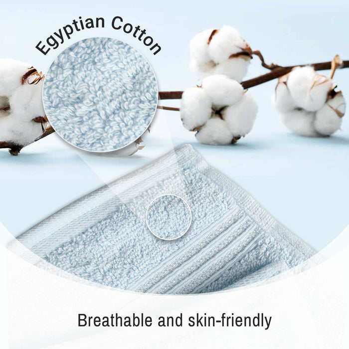 Heritage Egyptian Cotton 10 Piece Face Towel Set - Light Blue