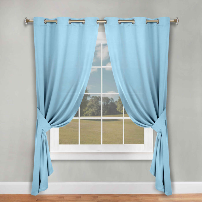 Solid Machine Washable Room Darkening Blackout Curtains, Set of 2