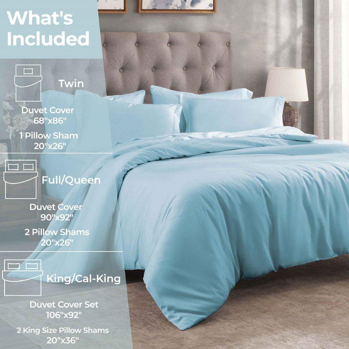 Egyptian Cotton 400 Thread Count Solid Duvet Cover Set - LightBlue