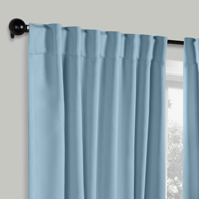 Solid Room Darkening Back Tabs Blackout Curtains, Set of 2