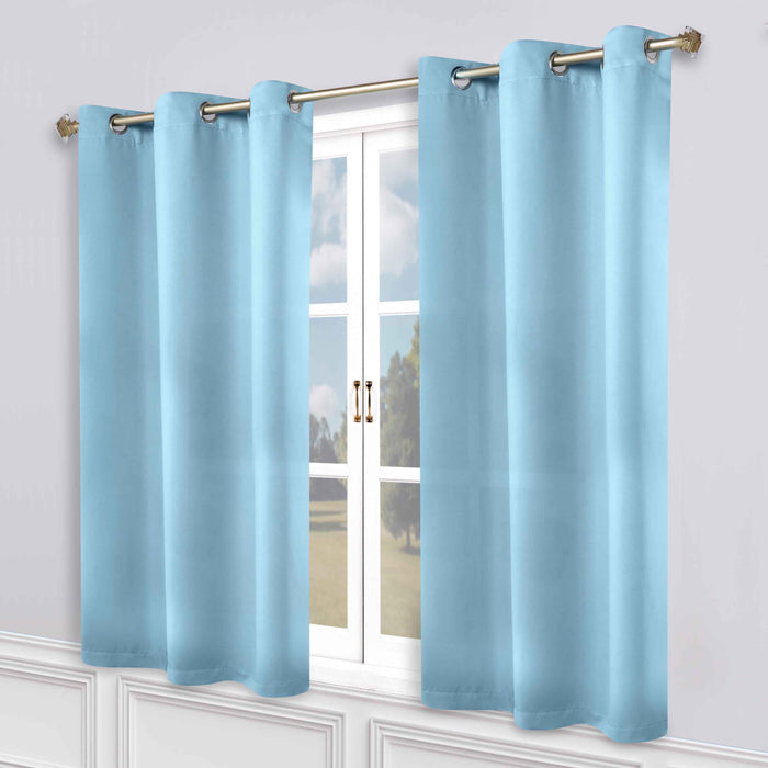 Solid Machine Washable Room Darkening Blackout Curtains, Set of 2