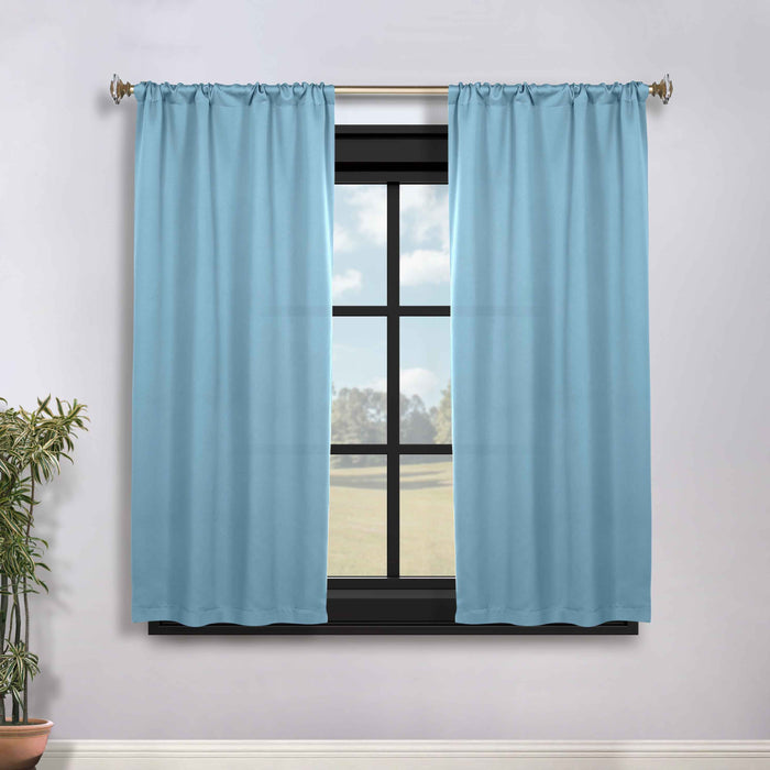 Solid Machine Washable Room Darkening Blackout Curtains, Set of 2