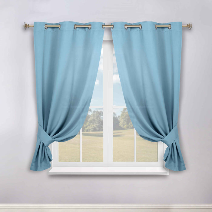 Solid Machine Washable Room Darkening Blackout Curtains, Set of 2