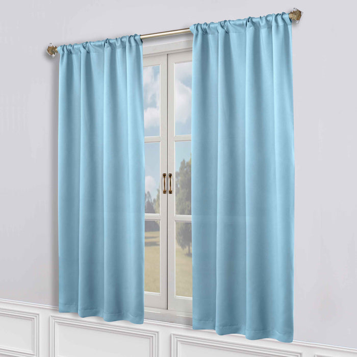 Solid Machine Washable Room Darkening Blackout Curtains, Set of 2