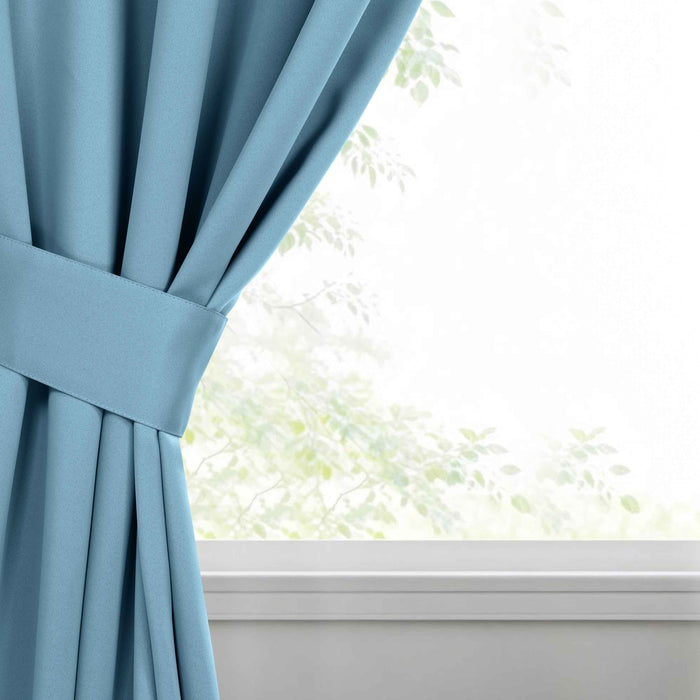 Solid Machine Washable Room Darkening Blackout Curtains, Set of 2