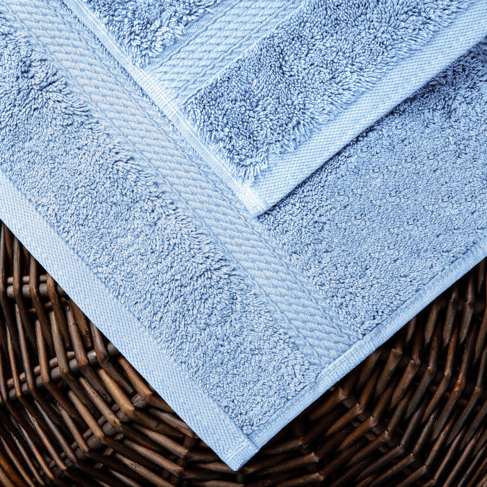 Egyptian Cotton Pile Plush Heavyweight Hand Towel Set of 4 - Light Blue